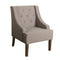 Fabric Upholstered Wooden Accent Chair with Button Tufting, Brown-Accent Chairs-Tan and Brown-Wood and Fabric-JadeMoghul Inc.