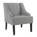 Fabric Upholstered Wooden Accent Chair with Check Pattern, Black and White-Accent Chairs-Black and White-Wood and Fabric-JadeMoghul Inc.