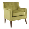 Fabric Upholstered Wooden Accent Chair with Plush Seat Cushion, Yellow and Brown-Accent Chairs-Yellow and Brown-Wood and Fabric-JadeMoghul Inc.