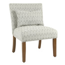 Fabric Upholstered Wooden Accent Chair with Printed Medallion Pattern, Brown and Gray-Accent Chairs-Brown and Gray-Wood and Fabric-JadeMoghul Inc.