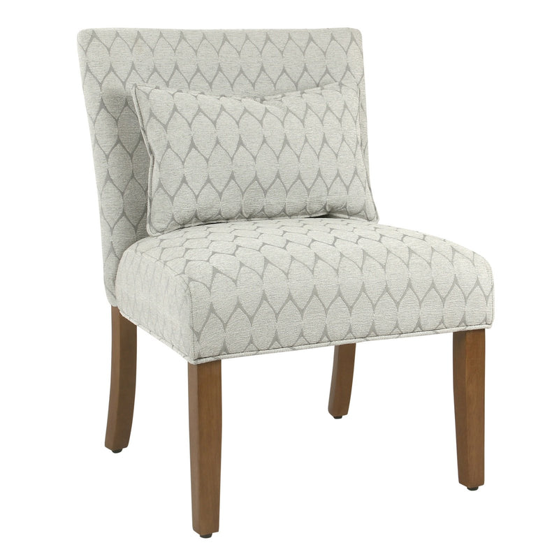 Fabric Upholstered Wooden Accent Chair with Printed Medallion Pattern, Brown and Gray-Accent Chairs-Brown and Gray-Wood and Fabric-JadeMoghul Inc.