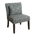 Fabric Upholstered Wooden Accent Chair with Printed Medallion Pattern, Brown, Blue and Black-Accent Chairs-Brown, Blue & Black-Wood and Fabric-JadeMoghul Inc.
