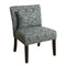 Fabric Upholstered Wooden Accent Chair with Printed Medallion Pattern, Brown, Blue and Black-Accent Chairs-Brown, Blue & Black-Wood and Fabric-JadeMoghul Inc.