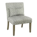 Fabric Upholstered Wooden Accent Chair with Printed Medallion Pattern, Brown, Gray and Black-Accent Chairs-Brown, Gray & Black-Wood and Fabric-JadeMoghul Inc.