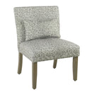 Fabric Upholstered Wooden Accent Chair with Printed Medallion Pattern, Brown, Gray and Black-Accent Chairs-Brown, Gray & Black-Wood and Fabric-JadeMoghul Inc.