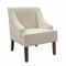 Fabric Upholstered Wooden Accent Chair with Swooped Armrests, Cream and Brown-Accent Chairs-Cream and Brown-Wood and Fabric-JadeMoghul Inc.