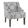 Fabric Upholstered Wooden Accent Chair with Swooping Armrests and Damask Pattern Design, Multicolor-Accent Chairs-Multicolor-Wood and Fabric-JadeMoghul Inc.
