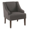 Fabric Upholstered Wooden Accent Chair with Swooping Armrests, Black and Brown-Accent Chairs-Black and Brown-Wood and Fabric-JadeMoghul Inc.