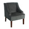 Fabric Upholstered Wooden Accent Chair with Swooping Armrests, Gray and Brown-Accent Chairs-Gray and Brown-Wood and Fabric-JadeMoghul Inc.