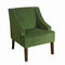 Fabric Upholstered Wooden Accent Chair with Swooping Armrests, Green and Brown-Accent Chairs-Green and Brown-Wood and Fabric-JadeMoghul Inc.