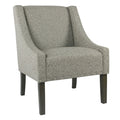 Fabric Upholstered Wooden Accent Chair with Swooping Arms and Nail Head Trim, Light Gray and Brown-Accent Chairs-Gray and Brown-Wood and Fabric-JadeMoghul Inc.