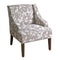 Fabric Upholstered Wooden Accent Chair with Swooping Arms, Gray and Brown-Accent Chairs-Gray and Brown-Wood and Fabric-JadeMoghul Inc.