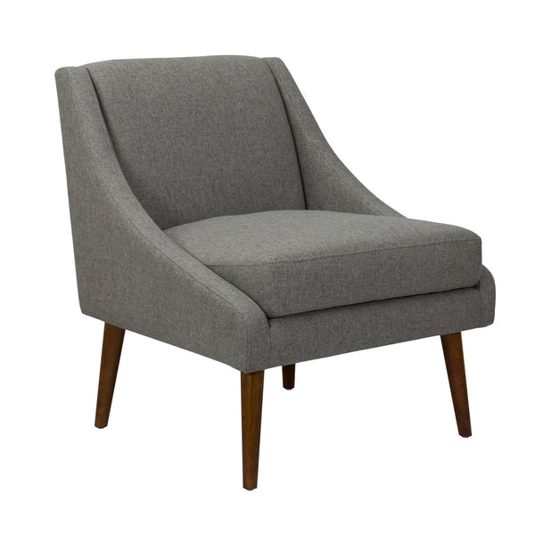 Fabric Upholstered Wooden Accent Chair with Tapered Legs, Gray and Brown-Accent Chairs-Gray and Brown-Wood and Fabric-JadeMoghul Inc.