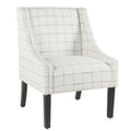 Fabric Upholstered Wooden Accent Chair with Windowpane Pattern, Black and White-Accent Chairs-Black and White-Wood and Fabric-JadeMoghul Inc.
