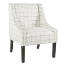 Fabric Upholstered Wooden Accent Chair with Windowpane Pattern, Black and White-Accent Chairs-Black and White-Wood and Fabric-JadeMoghul Inc.