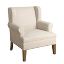 Fabric Upholstered Wooden Accent Chair with Wing-Back, Cream and Brown-Accent Chairs-Cream and Brown-Wood and Fabric-JadeMoghul Inc.