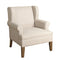 Fabric Upholstered Wooden Accent Chair with Wing-Back, Cream and Brown-Accent Chairs-Cream and Brown-Wood and Fabric-JadeMoghul Inc.
