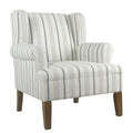 Fabric Upholstered Wooden Accent Chair with Wing Back, Multicolor-Accent Chairs-Multicolor-Wood and Fabric-JadeMoghul Inc.