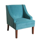 Fabric Upholstered Wooden Accent Chair with Wingback, Blue and Brown-Accent Chairs-Blue and Brown-Wood and Fabric-JadeMoghul Inc.