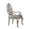 Fabric Upholstered Wooden Arm Chairs with Cabriole Legs, White and Gray, Set of Two-Arm Chairs-White and Gray-Wood and Fabric-JadeMoghul Inc.
