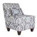 Fabric Upholstered Wooden Armless Accent Chair with Toss Pillow, Multicolor-Accent Chairs-Multicolor-Wood and Fabric-JadeMoghul Inc.