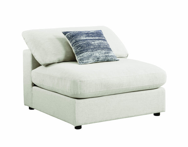 Fabric Upholstered Wooden Armless Chair with Loose Cushion Seat and Small Feet, Beige-Accent Chairs-Beige-Fabric and Wood-JadeMoghul Inc.