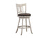 Fabric Upholstered Wooden Bar Chair With Swivel Mechanism, White And Olive Gray-Bar Chairs-White And Gray-Wood Fabric-JadeMoghul Inc.