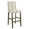 Fabric Upholstered Wooden Barstool with Awning Stripe Pattern, White and Gray, Large-Bar Stools & Tables-White and Gray-Wood Plywood and Fabric-JadeMoghul Inc.