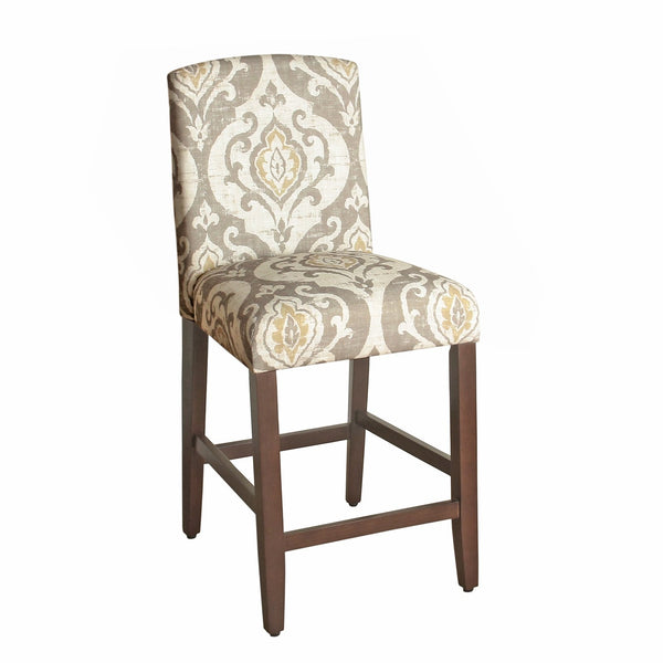 Fabric Upholstered Wooden Barstool with Medallion Pattern Cushioned Seat, Multicolor-Bar Stools & Tables-Multicolor-Wood Plywood and Fabric-JadeMoghul Inc.