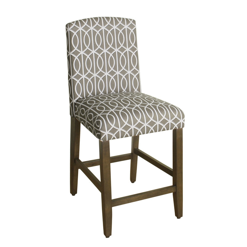 Fabric Upholstered Wooden Barstool with Trellis Pattern Cushioned Seat, Multicolor-Bar Stools & Tables-Multicolor-Wood Plywood and Fabric-JadeMoghul Inc.