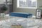 Fabric Upholstered Wooden Bench with Acrylic Sled Base, Teal Blue and Clear-Dining Benches-Blue and Clear-Wood, Fabric and Acrylic-JadeMoghul Inc.