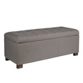 Fabric Upholstered Wooden Bench With Button Tufted Hinged Lid Storage, Large, Brown