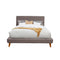 Fabric Upholstered Wooden California King Size Platform Bed, Gray-Bedroom Furniture-Gray and Brown-Poplar and Pine Wood-JadeMoghul Inc.