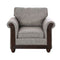 Fabric Upholstered Wooden Chair, Gray And Brown-Accent Chairs-Gray And Brown-Fabric and Wood-JadeMoghul Inc.