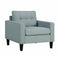 Fabric Upholstered Wooden Chair with Button Tufted Back and Contrast Pillows, Gray and Black-Accent Chairs-Gray and Black-Fabric and Wood-JadeMoghul Inc.