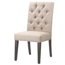 Fabric Upholstered Wooden Chair with Button Tufting, Beige and Black-Accent Chairs-Beige and Black-Wood and Fabric-JadeMoghul Inc.