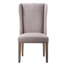 Fabric Upholstered Wooden Chair with Demi Wing Back Design, Brown and Gray-Accent Chairs-Brown and Gray-Wood and Fabric-JadeMoghul Inc.