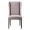 Fabric Upholstered Wooden Chair with Demi Wing Back Design, Brown and Gray-Accent Chairs-Brown and Gray-Wood and Fabric-JadeMoghul Inc.