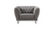 Fabric Upholstered Wooden Chair with Tufted Back and Steel Legs, Gray-Accent Chairs-Gray-Wood, Stainless Steel, Polyester-JadeMoghul Inc.