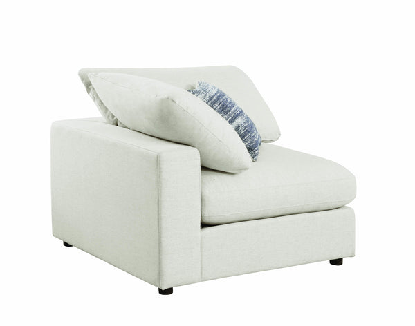Fabric Upholstered Wooden Corner Chair with Loose Cushion Seat and Small Feet, Beige-Accent Chairs-Beige-Fabric and Wood-JadeMoghul Inc.