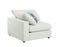 Fabric Upholstered Wooden Corner Chair with Loose Cushion Seat and Small Feet, Beige-Accent Chairs-Beige-Fabric and Wood-JadeMoghul Inc.