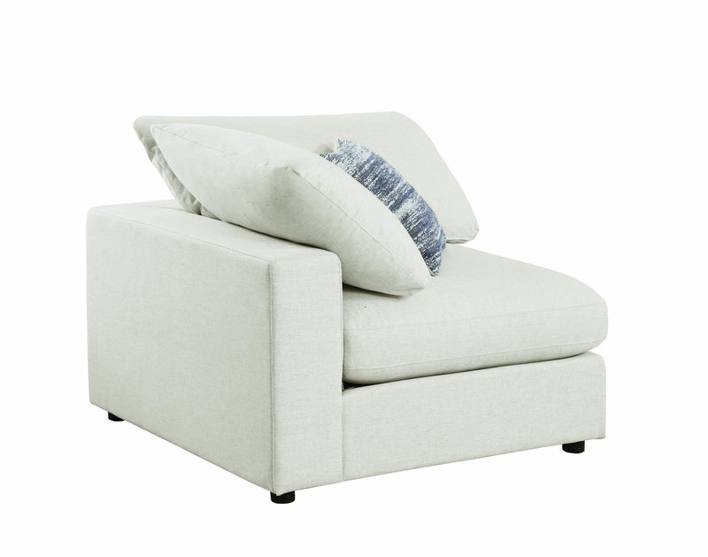 Fabric Upholstered Wooden Corner Chair with Loose Cushion Seat and Small Feet, Beige-Accent Chairs-Beige-Fabric and Wood-JadeMoghul Inc.