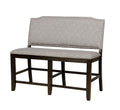 Fabric Upholstered Wooden Counter Height Bench, Gray and Brown-Benches-Gray and Brown-Fabric and Solid Wood-JadeMoghul Inc.