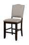 Fabric Upholstered Wooden Counter Height Chair with Camelback, Pack of Two, Gray and Brown-Dining Chairs-Gray And Brown-Wood and Fabric-JadeMoghul Inc.