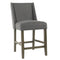 Fabric Upholstered Wooden Counter Stool with Curved Backrest and Cushion Seat, Dark Gray-Bar Stools & Tables-Dark Gray-Wood and Fabric-JadeMoghul Inc.