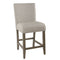 Fabric Upholstered Wooden Counter Stool with Striking Nail head Trims, Gray and Brown-Bar Stools & Tables-Gray and Brown-Wood Plywood and Fabric-JadeMoghul Inc.