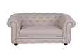 Fabric Upholstered Wooden Dogs Sofa with Button Tufting Details, Beige-Sofa & Sectionals-Beige-Wood and Fabric-JadeMoghul Inc.