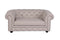 Fabric Upholstered Wooden Dogs Sofa with Button Tufting Details, Beige-Sofa & Sectionals-Beige-Wood and Fabric-JadeMoghul Inc.