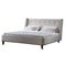 Fabric Upholstered Wooden Eastern King Sized Bed with Tufted Headboard and Nail Head Trim, Cream-Bedroom Sets-Cream-Fabric and wood-JadeMoghul Inc.