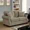 Fabric Upholstered Wooden Love Seat with Nail Head Details, Beige-Loveseats-Beige-Chenille Fabric and SOlid Wood-JadeMoghul Inc.